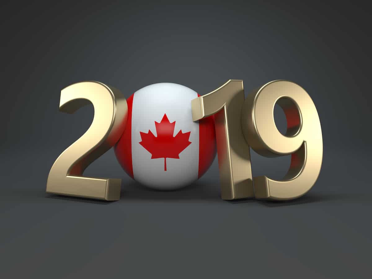 New Year 2019 Creative Design Concept with Flag - 3D Rendered Image